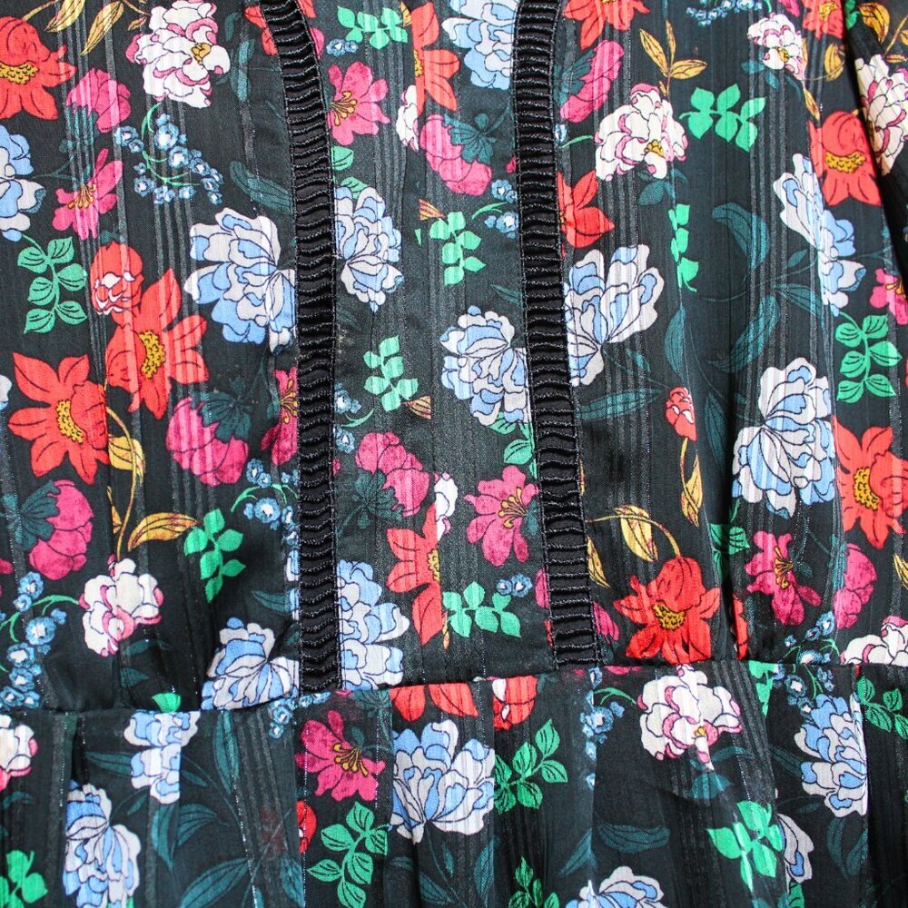 Nanette Lepore Floral-Print V-Neck Chiffon Dress size 2 Romantic Party EUC Flowy - Picture 7 of 12